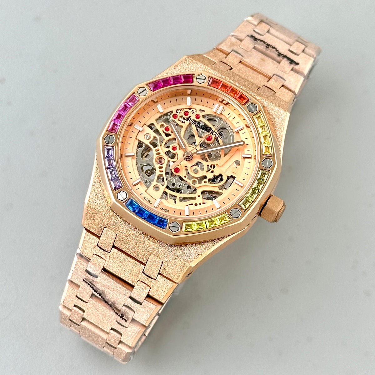 Royal Frosted Oak Offshore Automatic Rainbow Diamond Watch